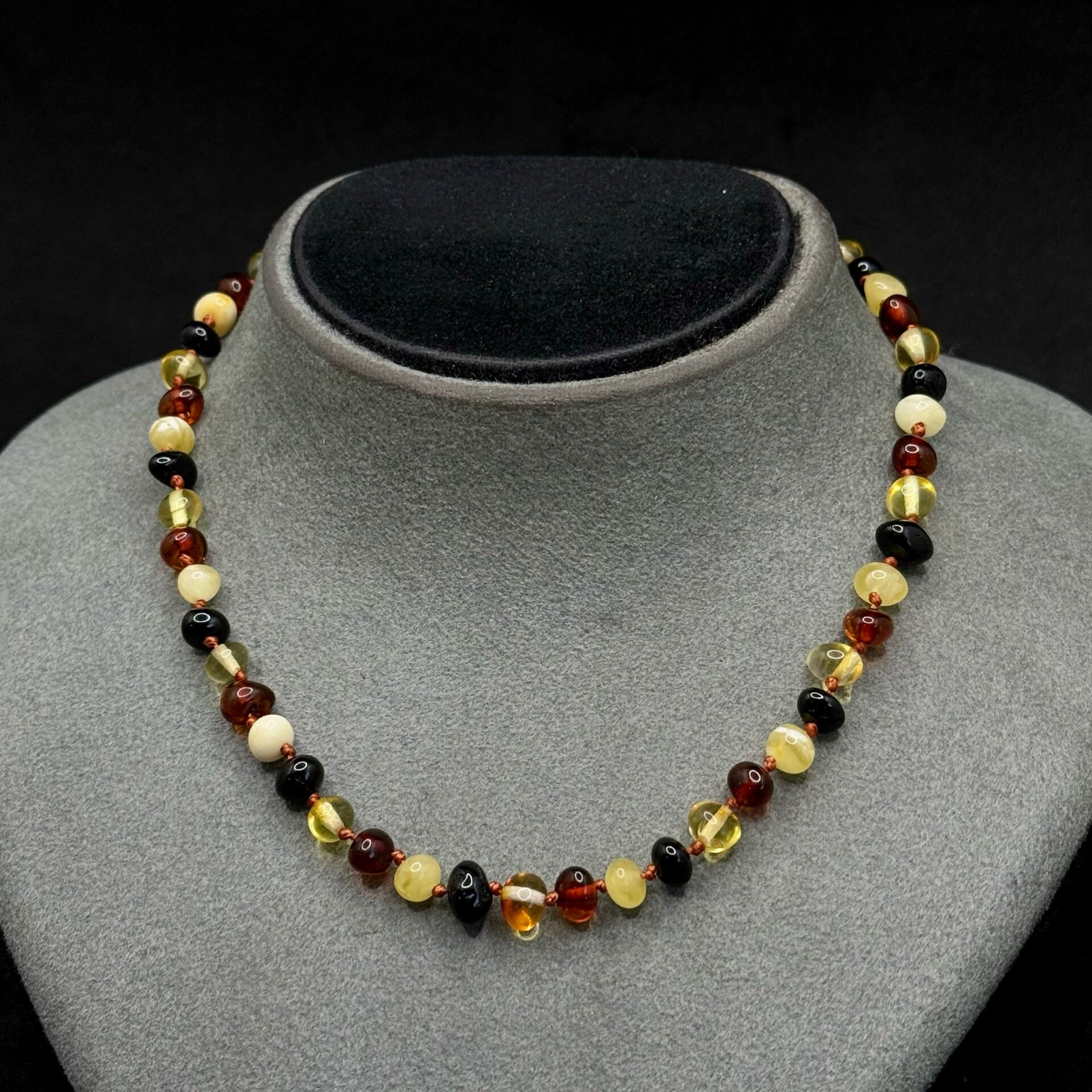 KEHRİBAR KOLYE Damla kehribar bebek klasik model multicolor diş kolyesi