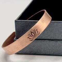 Bakır Bileklik Lotus Çiçeği Desenli Model