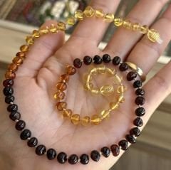 Damla Kehribar Yetişkin Kolyesi