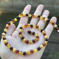 Damla Kehribar Yetişkin Kolyesi
