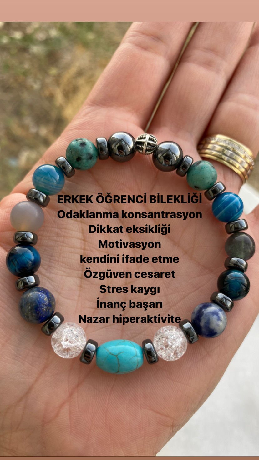 Erkek öğrenci başarı odaklanma konsantrasyon bilekliği