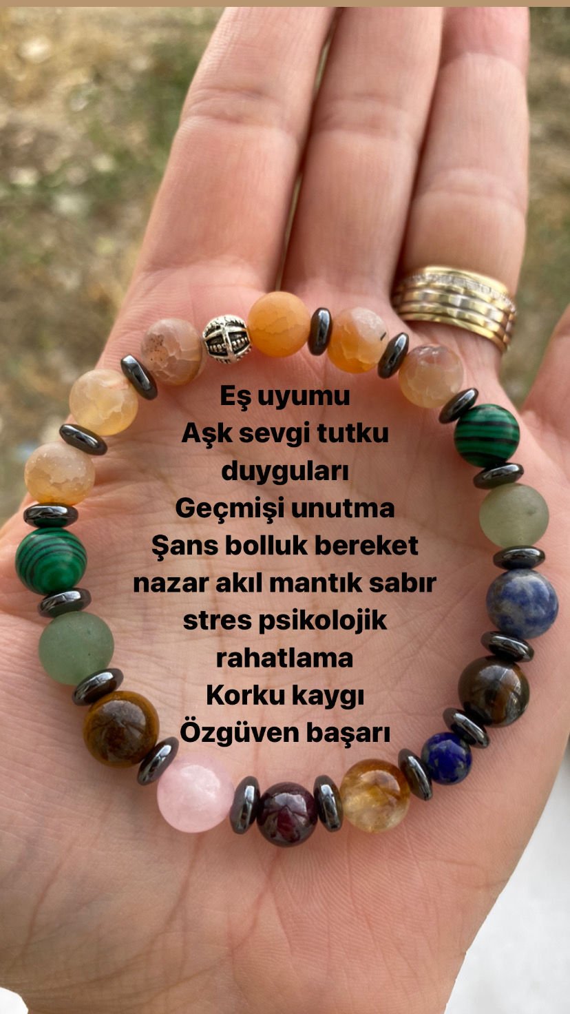 Eş uyumu şans kısmet bolluk bereketlik doğaltaş bilekliği