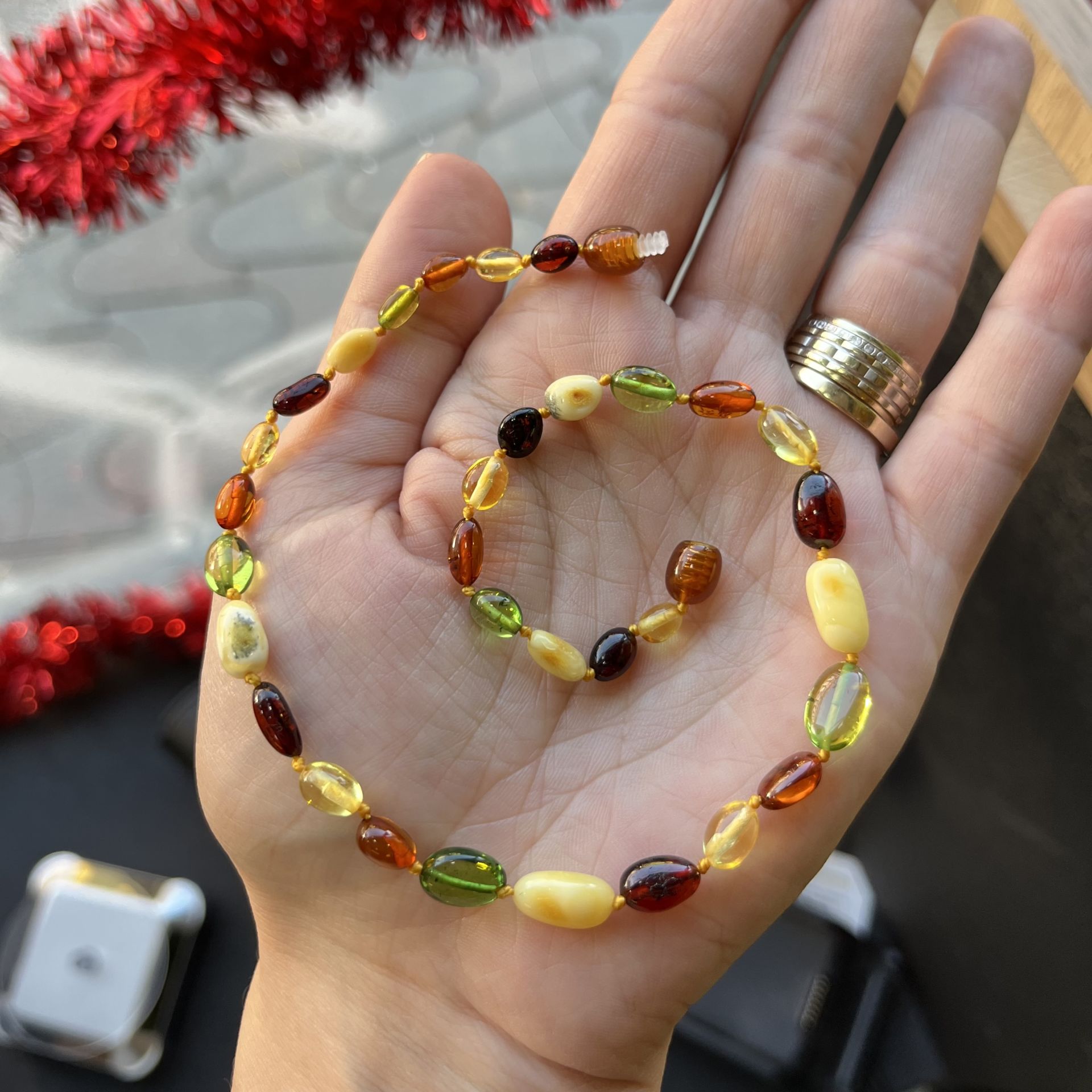 Damla Kehribar Bebek Kolyesi