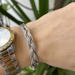 Bakır Bileklik Saç Örgüsü Model Gümüş Kaplama