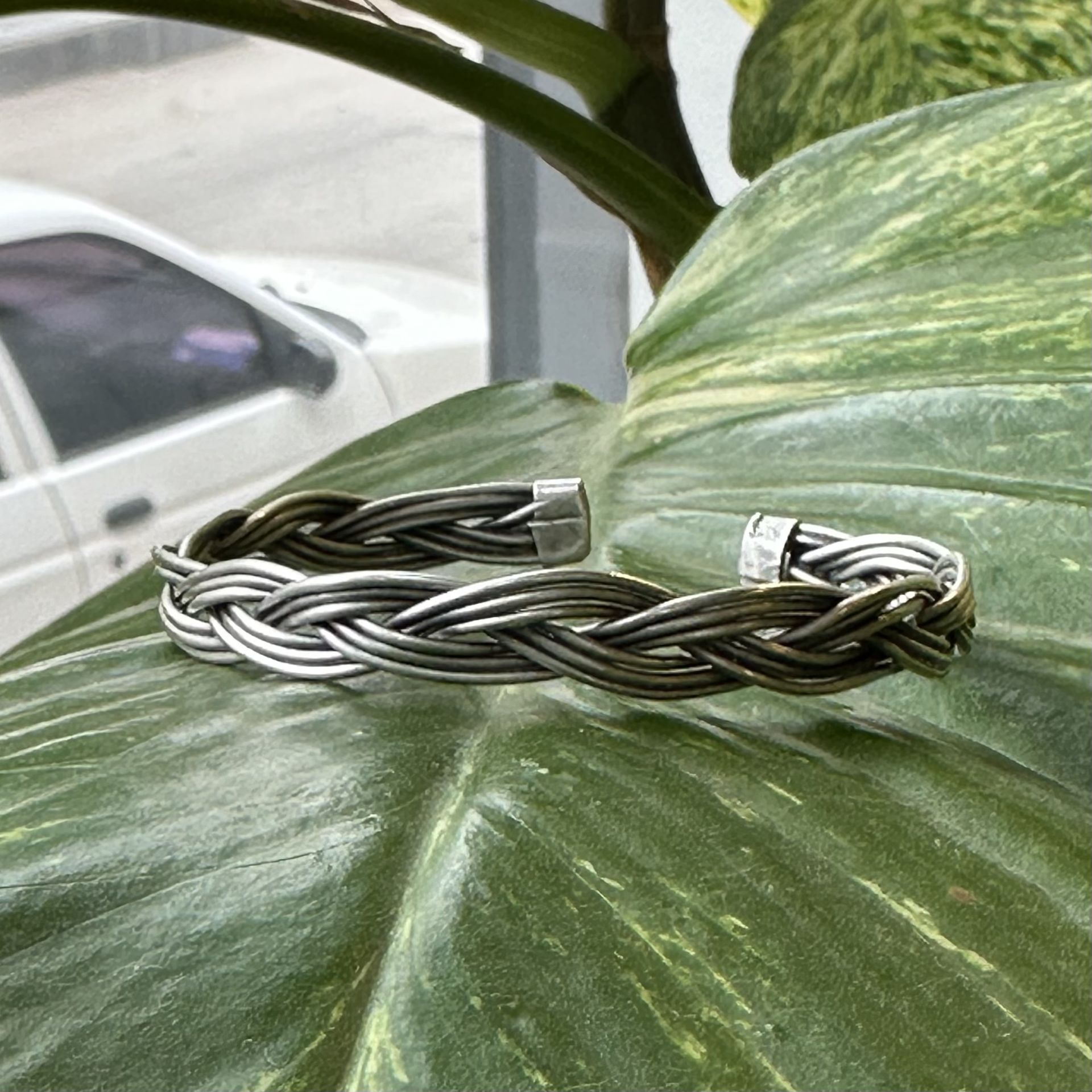 Bakır Bileklik Saç Örgüsü Model Gümüş Kaplama