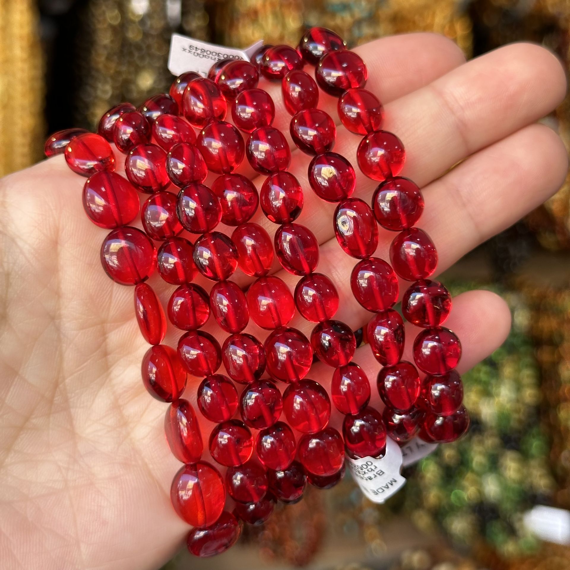 KEHRİBAR BİLEKLİK Damla kehribar Karayip kırmızı yetişkin bileklik orijinal sertifikalı