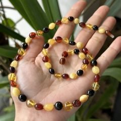 kehribar kolye Baltık damla kehribar yetişkin yassı multicolor kehribar kolye