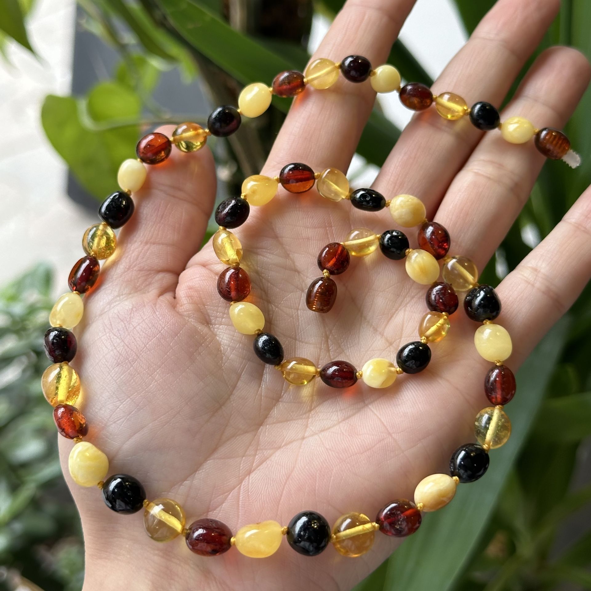 kehribar kolye Baltık damla kehribar yetişkin yassı multicolor kehribar kolye