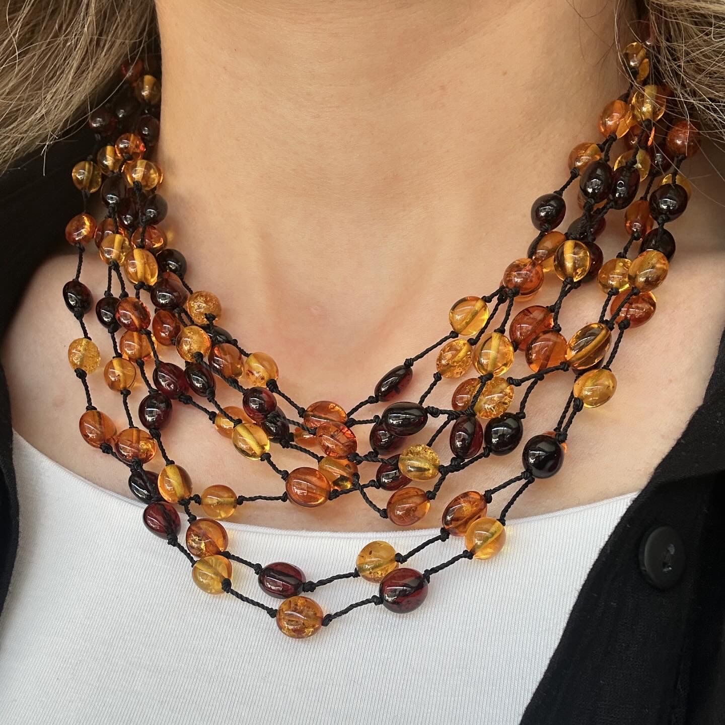 Damla Kehribar Yetişkin Kolyesi