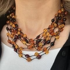 Damla Kehribar Yetişkin Kolyesi