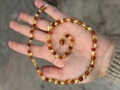 Damla Kehribar Yetişkin Kolyesi