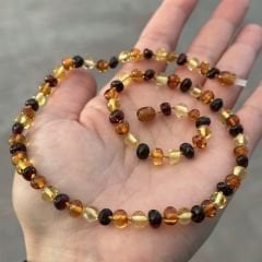 Damla Kehribar Yetişkin Kolyesi