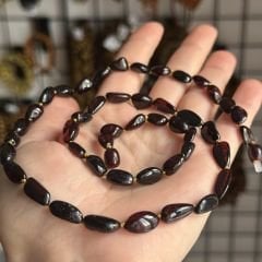 Damla Kehribar Kolye Yetişkin Erkek boy 60 cm uzun ölçü kolye