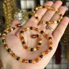 Damla Kehribar Bebek Kolye Bileklik Takımı