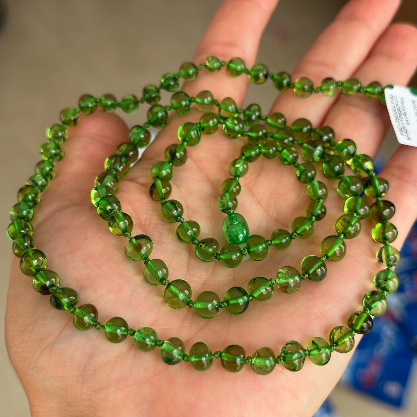 Damla Kehribar Yeşil Yetişkin Kolye