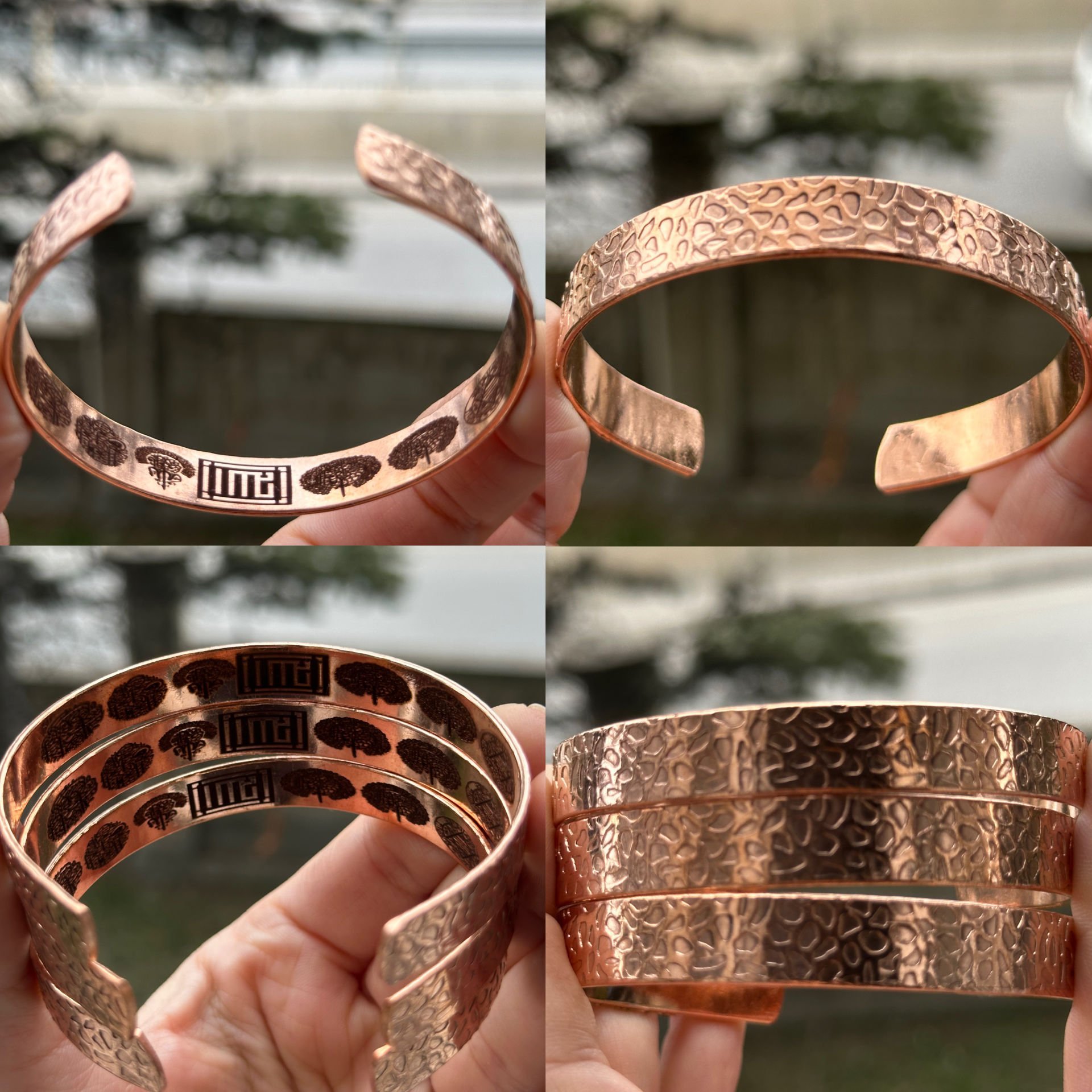 Bakır Bilekliik 7 Dualı Leopar desen