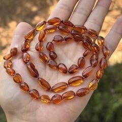 60 cm uzun ölçü kehribar gerdanlık kolye