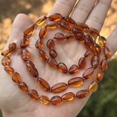 60 cm uzun ölçü kehribar gerdanlık kolye