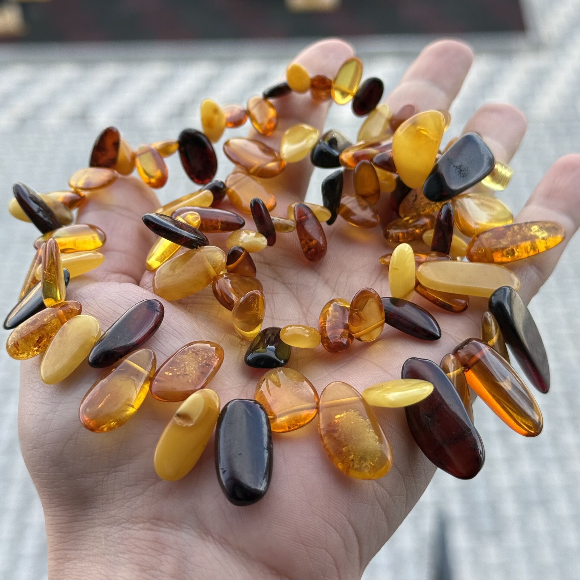 Damla Kehribar Tasarım Yaprak Model Kehribar gerdanlık