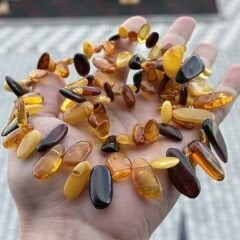 Damla Kehribar Tasarım Yaprak Model Kehribar gerdanlık